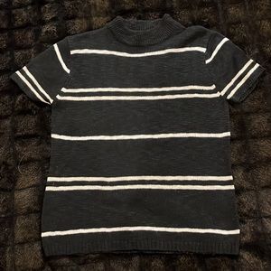 knot sisters | Black & White Stripe Mock Neck Top
